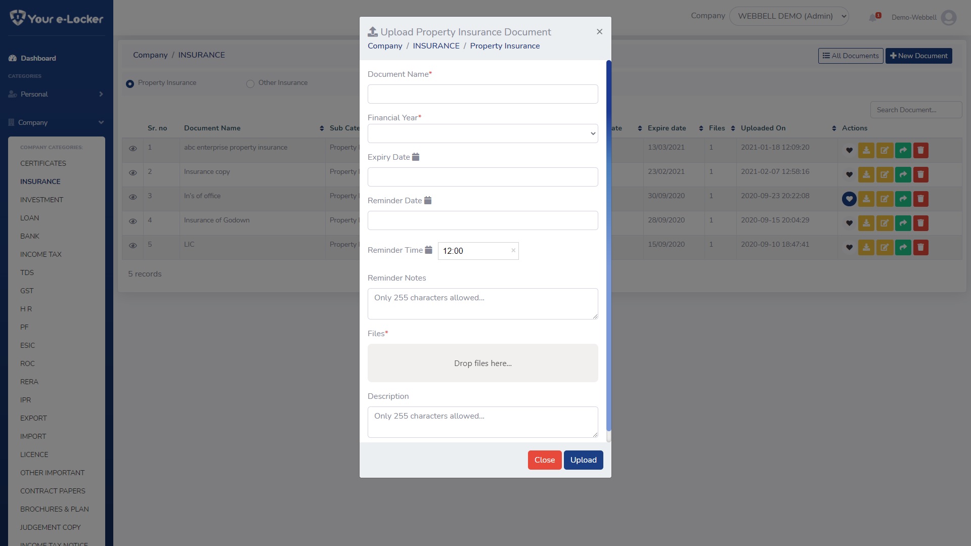 screenshot of Your e-Locker